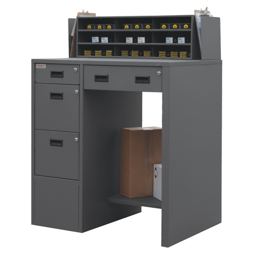 Shop Desk, 39" W x 29" D x 53" H, Grey Mukwa Safety Services