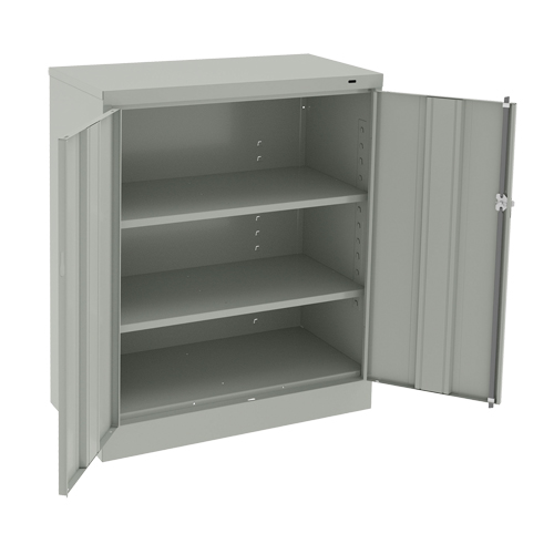 Counter High Cabinet, Steel, 2 Shelves, 42" H x 36" W x 18" D, Light Grey Mukwa Safety Services