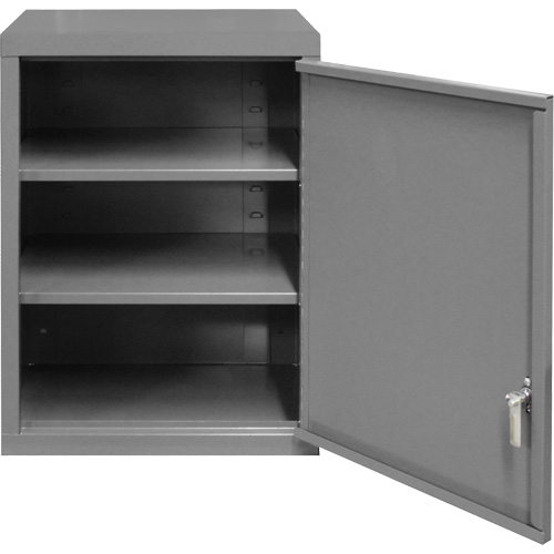 Armoire murale, 27" h x 13-11/16" la x 18" p, 2 tablettes, Acier, Gris Mukwa Safety Services