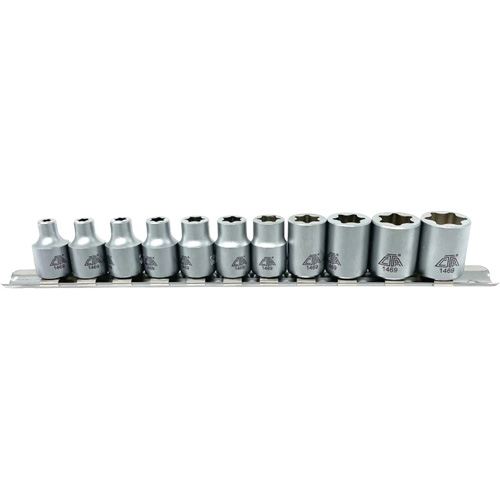 Flat-Cut E-"Star" Socket Set, 11 Pieces, 3/8" Drive Size Mukwa Safety Services