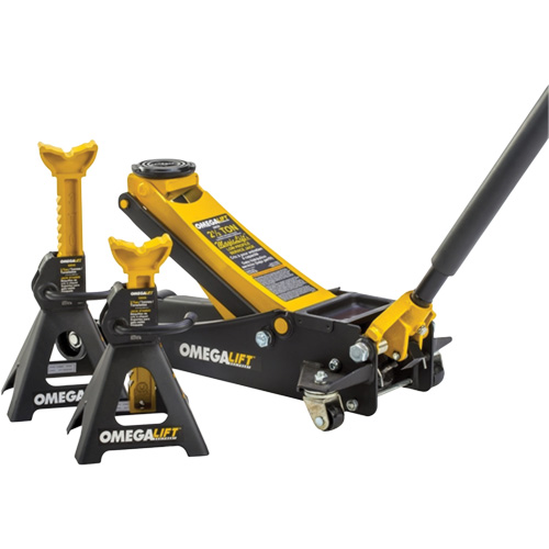 Ensemble cric datelier Magic Lift et chandelles, 3 tonne(s)/2,5 tonne(s) Capacit&eacute;, 3-7/20" Abaiss&eacute;e, 19-3/10" &eacute;lev&eacute;e, Hydraulique &agrave; main Mukwa Safety Services