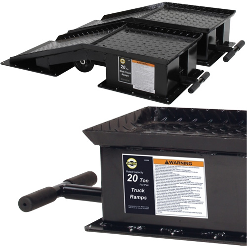 Rampes pour camions lourds avec longue poign&eacute;e en T, Capacit&eacute; 40 000 lb, 45" lo, 13-1/2" la, Hauteur de 9-19/50" Mukwa Safety Services