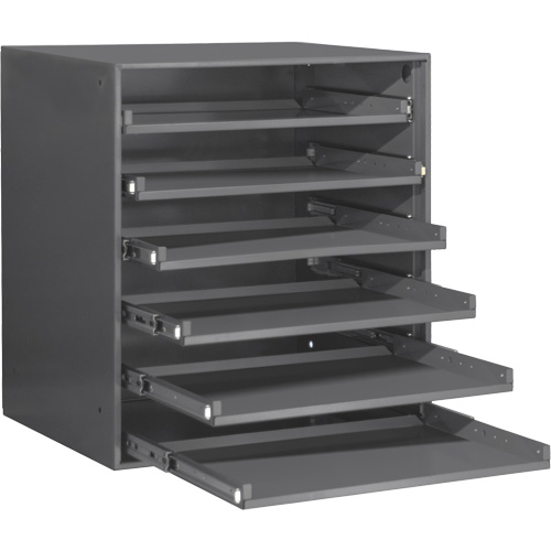 Compartment Box Cabinet, Steel, 6 Slots, 20-5/16" W x 15-15/16" D x 21-7/8" H, Grey Mukwa Safety Services