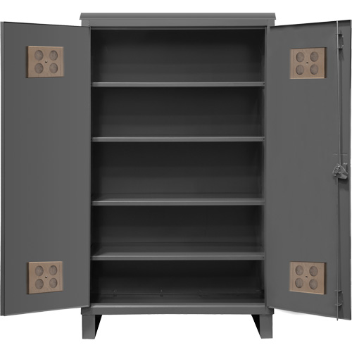 Armoire ext&eacute;rieure robuste, Acier, 4 Tablettes, 78" h x 48" la x 24" P, Gris Mukwa Safety Services