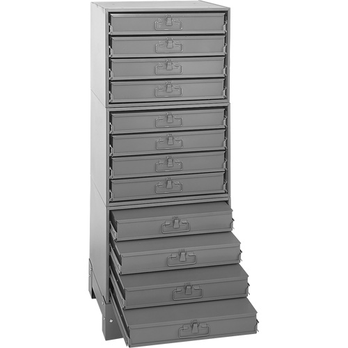 Armoire de rangement modulaire avec tiroirs, Acier, 12 tiroirs, 20-3/8" x 16" x 60-1/8", Gris Mukwa Safety Services