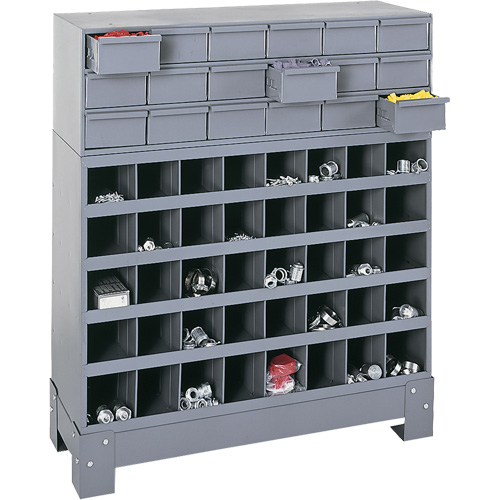 Unit&eacute; de stockage modulaire pour petites pi&egrave;ces, Acier, 18 tiroirs, 33-3/4" x 12-1/4" x 40-1/2", Gris Mukwa Safety Services