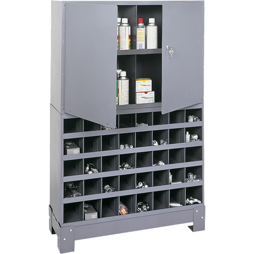 Unit&eacute; de stockage modulaire pour petites pi&egrave;ces, Acier, 0 tiroirs, 33-3/4" x 12-1/4" x 53-1/2", Gris Mukwa Safety Services
