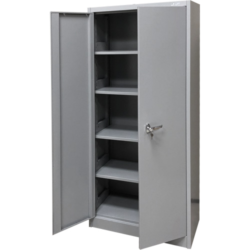 Storage Cabinet, Steel, 4 Shelves, 66" H x 30" W x 15" D, Grey Mukwa Safety Services