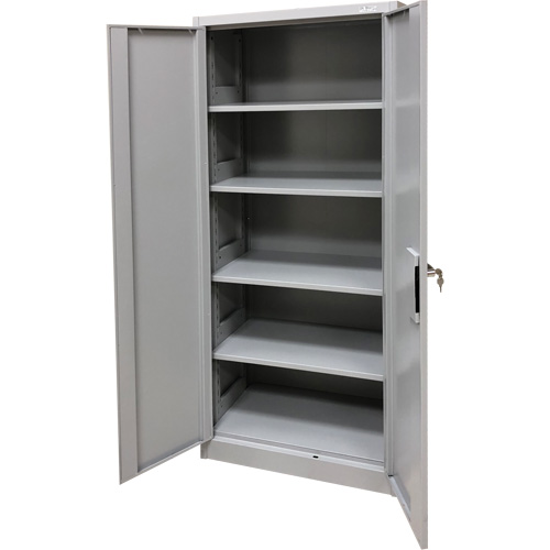 Storage Cabinet, Steel, 4 Shelves, 66" H x 30" W x 15" D, Grey Mukwa Safety Services