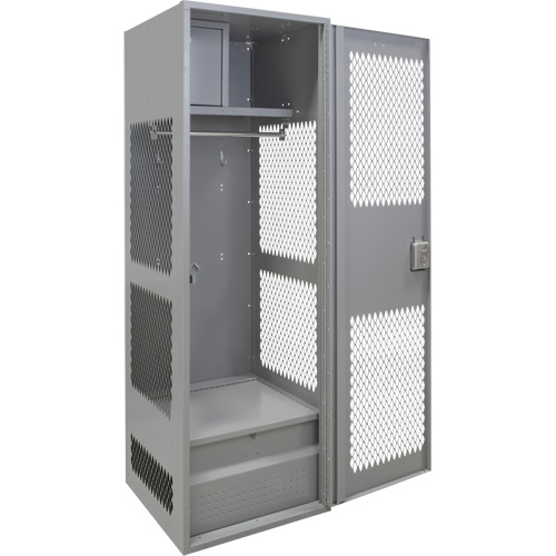 Gear Locker with Door, Steel, 24" W x 24" D x 72" H, Grey Mukwa Safety Services