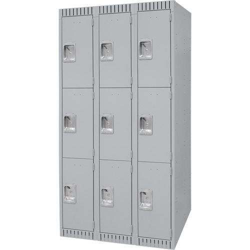Casiers, 3 niveaux, Bloc de 3, 36" x 18" x 72", Acier, Gris, D&eacute;mont&eacute; Mukwa Safety Services