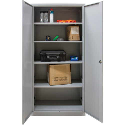 Hi-Boy Storage Cabinet, Steel, 4 Shelves, 72" H x 36" W x 18" D, Grey Mukwa Safety Services