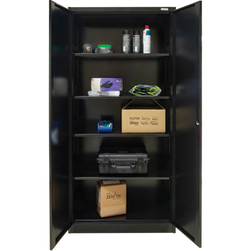 Hi-Boy Storage Cabinet, Steel, 4 Shelves, 72" H x 36" W x 18" D, Black Mukwa Safety Services