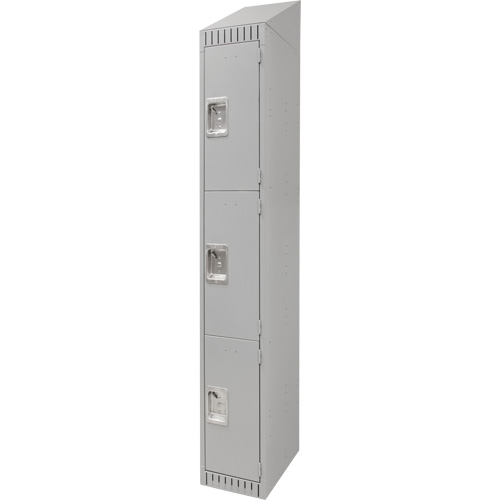 Lockers, 3 -tier, 12" x 18" x 82", Steel, Grey, Knocked Down Mukwa Safety Services