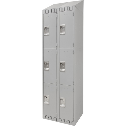 Casiers, 3 niveaux, Bloc de 2, 24" x 18" x 82", Acier, Gris, D&eacute;mont&eacute; Mukwa Safety Services