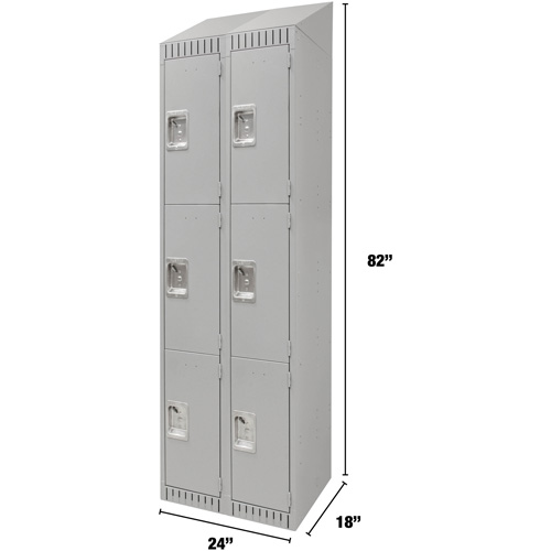 Casiers, 3 niveaux, Bloc de 2, 24" x 18" x 82", Acier, Gris, D&eacute;mont&eacute; Mukwa Safety Services