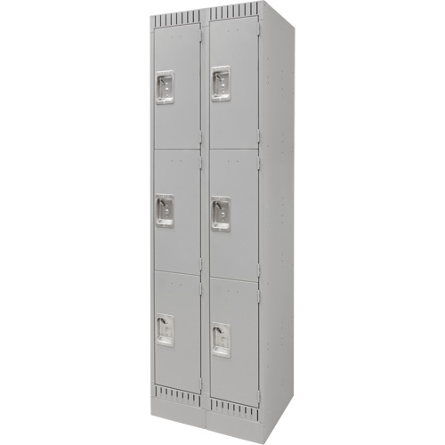 Casiers, 3 niveaux, Bloc de 2, 24" x 18" x 76", Acier, Gris, D&eacute;mont&eacute; Mukwa Safety Services