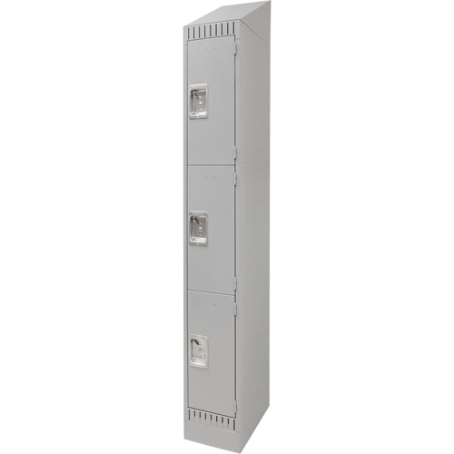 Casiers, 3 niveaux, 12" x 18" x 86", Acier, Gris, D&eacute;mont&eacute; Mukwa Safety Services