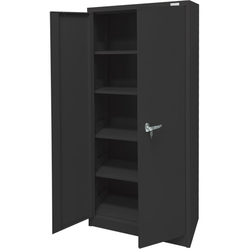 Armoire d'entreposage, Acier, 4 Tablettes, 66" h x 30" la x 15" P, Noir Mukwa Safety Services