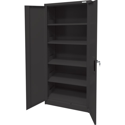 Armoire d'entreposage, Acier, 4 Tablettes, 66" h x 30" la x 15" P, Noir Mukwa Safety Services