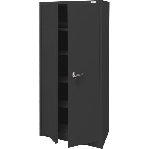Armoire d'entreposage, Acier, 4 Tablettes, 66" h x 30" la x 15" P, Noir Mukwa Safety Services