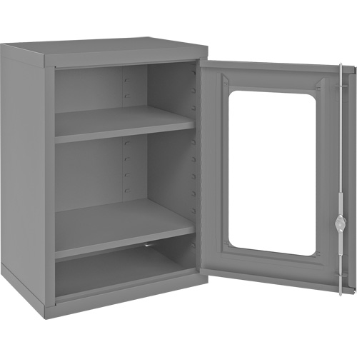 Armoire de rangement murale avec portes transparentes, 26-15/16" h x 18-1/8" la x 13-11/16" p, 2 tablettes, Acier, Gris Mukwa Safety Services