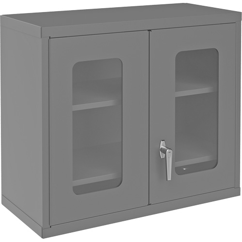 Wall-Mountable Storage Cabinet with Clearview Doors, 26-15/16" H x 29-7/8" W x 13-11/16" D, 2 Shelves, Steel, Grey Mukwa Safety Services