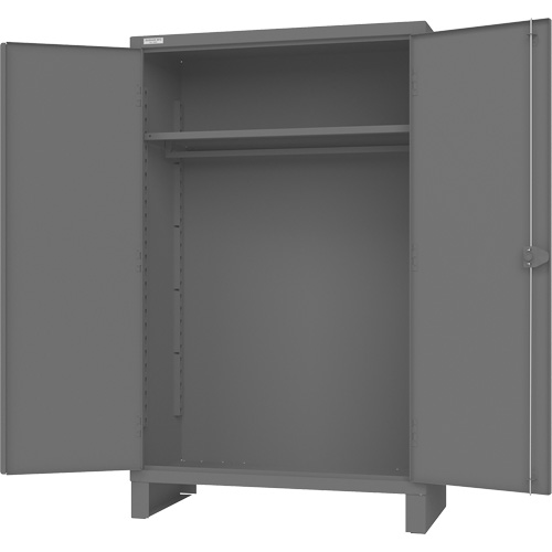 Cabinet with Hanging Bar & Standard Recessed Doors, Steel, 78" H x 48" W x 24" D, Grey Mukwa Safety Services