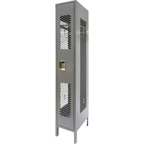 Vented Lockers, 12" x 18" x 78", Steel, Grey, Knocked Down, Perforated Mukwa Safety Services