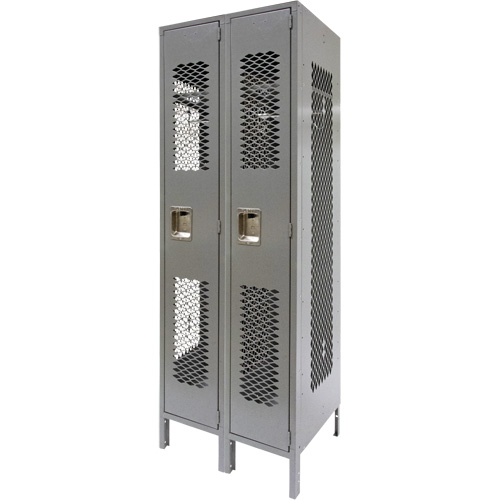 Casiers ventil&eacute;s, Bloc de 2, 24" x 18" x 78", Acier, Gris, D&eacute;mont&eacute;, Perfor&eacute; Mukwa Safety Services