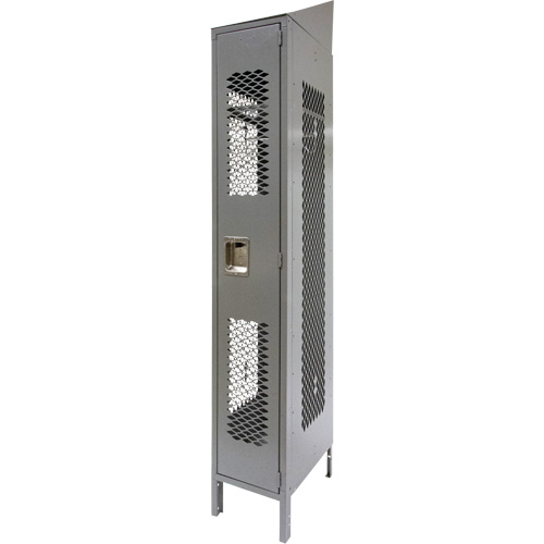 Vented Lockers, 12" x 18" x 88", Steel, Grey, Knocked Down, Perforated Mukwa Safety Services