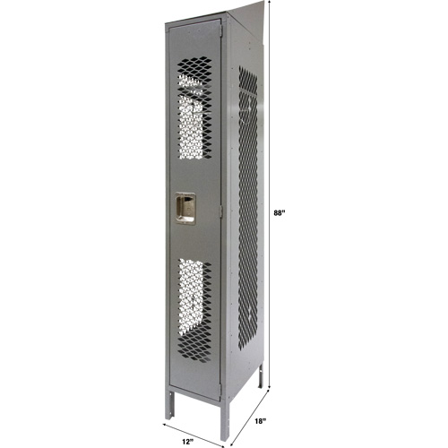 Vented Lockers, 12" x 18" x 88", Steel, Grey, Knocked Down, Perforated Mukwa Safety Services