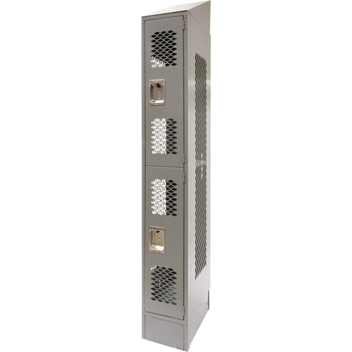 Casiers ventil&eacute;s, 2 niveaux, 12" x 18" x 88", Acier, Gris, D&eacute;mont&eacute;, Perfor&eacute; Mukwa Safety Services