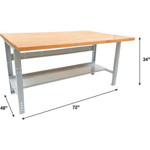 Industrial Modular Workbench, 1000 lbs. Cap., 72" W x 48" D Mukwa Safety Services