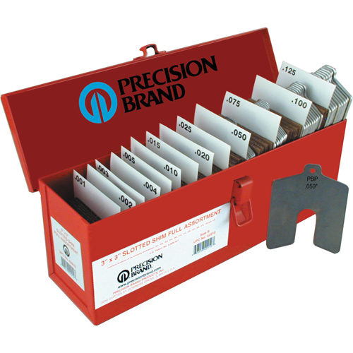 Slotted Shim Assortments, 4" L x 0.001"- 0.125" Thickness, 4" W, Stainless Steel Mukwa Safety Services