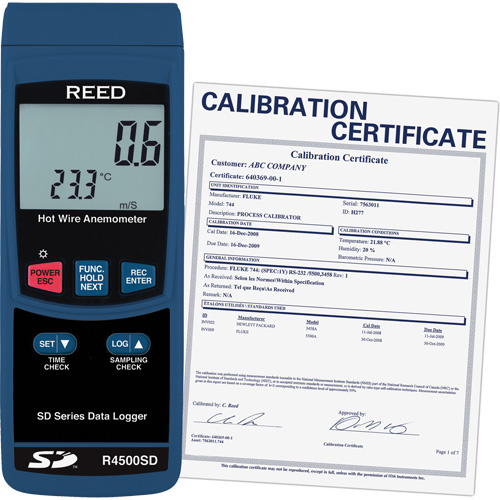 Data Logging Hot Wire Thermo-Anemometer with Calibration Certificate, Data Logging, 0.2 - 25 m/sec Air Velocity Range Mukwa Safety Services
