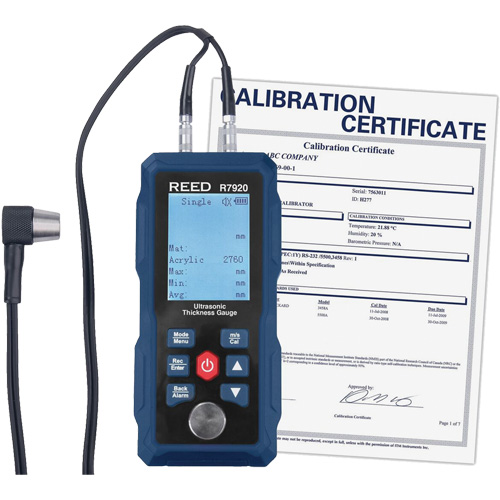 Jauge d'&eacute;paisseur avec certificat d'&eacute;talonnage, Affichage Num&eacute;rique, Ultrason, gamme de 0,04" - 11,8" (1 mm - 300 mm) Mukwa Safety Services