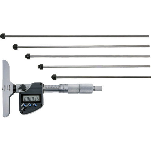 Digital Depth Micrometer with Interchangeable Rod, 0" - 12" (0 mm - 304.8 mm) Range, 0.00005" (0.001 mm) Resolution Mukwa Safety Services