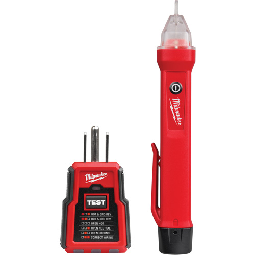 Voltage Detector & GFCI Receptacle Tester Kit, 50 V - 1000 V, Display & Sound Alert Mukwa Safety Services