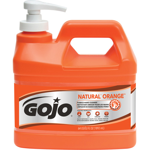 Natural Orange Hand Cleaner, Pumice, 1.89 L, Pump Bottle, Citrus/Orange Mukwa Safety Services