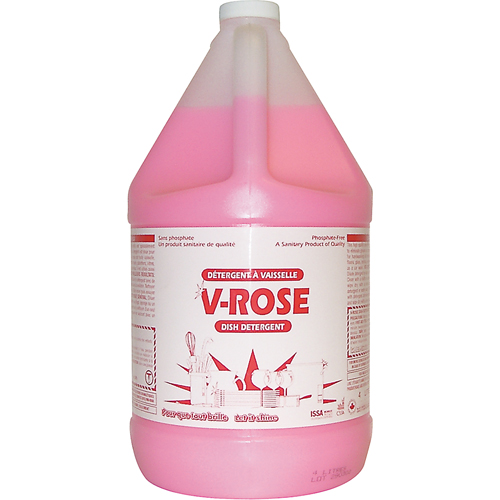 D&eacute;tergent liquide pour vaisselle V-Rose, Liquide, 4 L, Fraîcheur Mukwa Safety Services