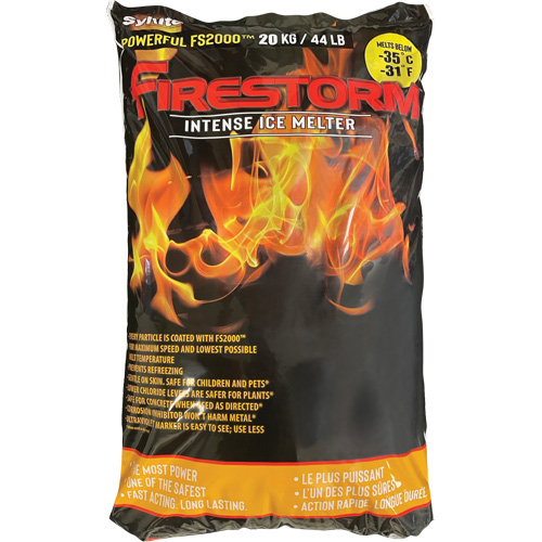 Firestorm Intense Ice Melters, Bag, 44 lbs. (20 kg), -35°C (-31°F) Melting Point Mukwa Safety Services
