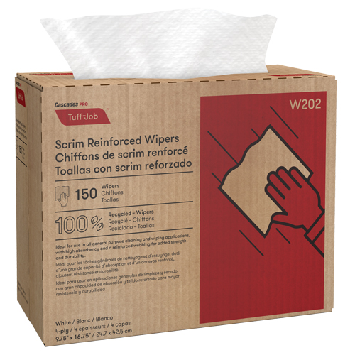 Pro Tuff-Job Scrim Reinforced Wipers, All-Purpose, 16-3/4" L x 9-3/4" W Mukwa Safety Services