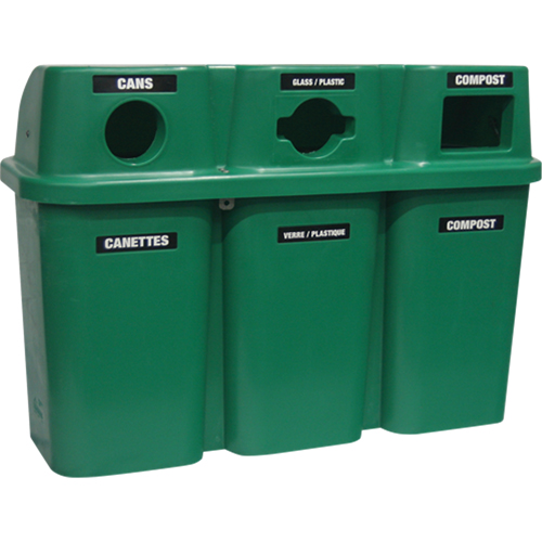 Recycling Containers Bullseye, Curbside, Plastic, 3 x 22 US Gal. Mukwa Safety Services