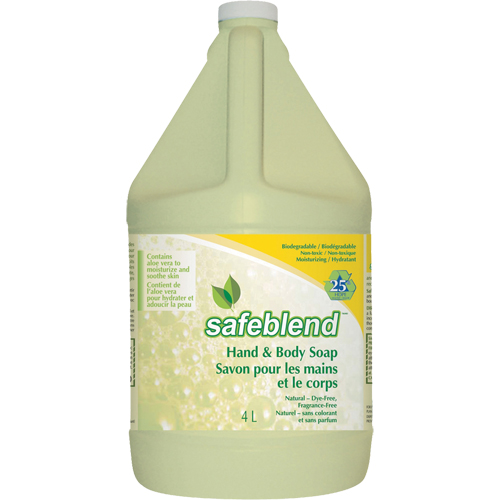 Hand & Body Soap, Liquid, 4 L, Unscented Mukwa Safety Services