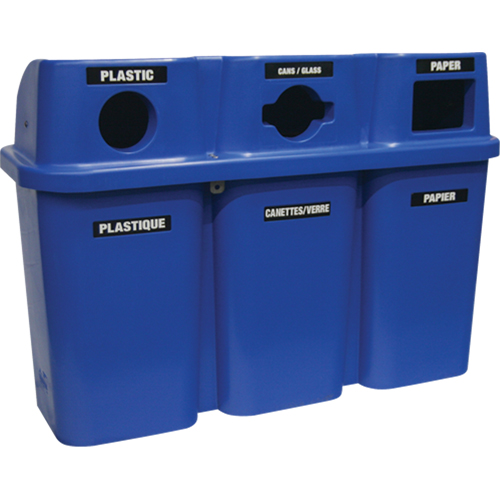 Contenants de recyclage Bullseye, Bord de rue, Plastique, 3 x 22 gal. US Mukwa Safety Services