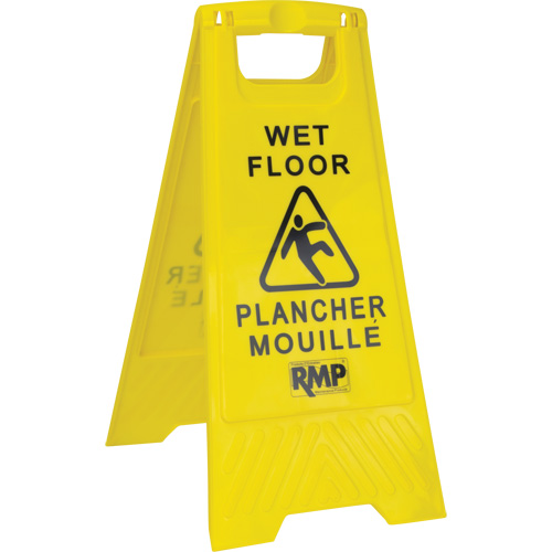 Safety Wet Floor Sign, Bilingual with Pictogram Mukwa Safety Services