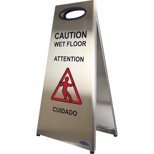"Wet Floor" Sign, Trilingual With Pictogram Mukwa Safety Services