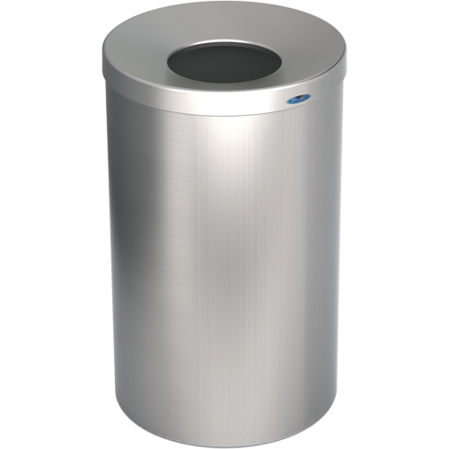 Lobby Waste Receptacle, Stainless Steel, 33 US gal. Mukwa Safety Services