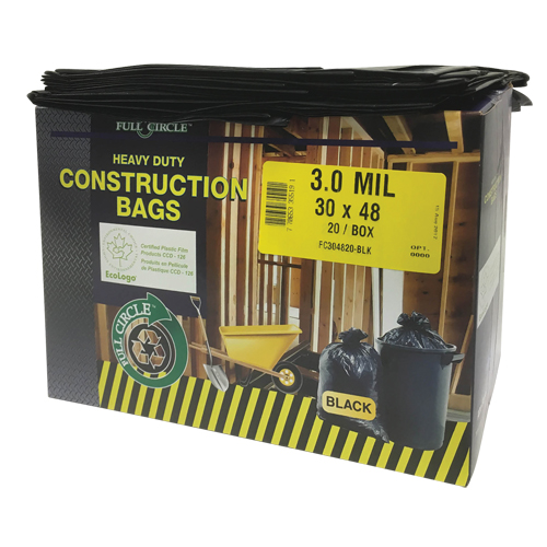 Sacs pour d&eacute;chets pour entrepreneurs, Fort, 30" la x 48" lo, 3 mils, Noir, Capacit&eacute; 113,56 L (30 gal.) Mukwa Safety Services
